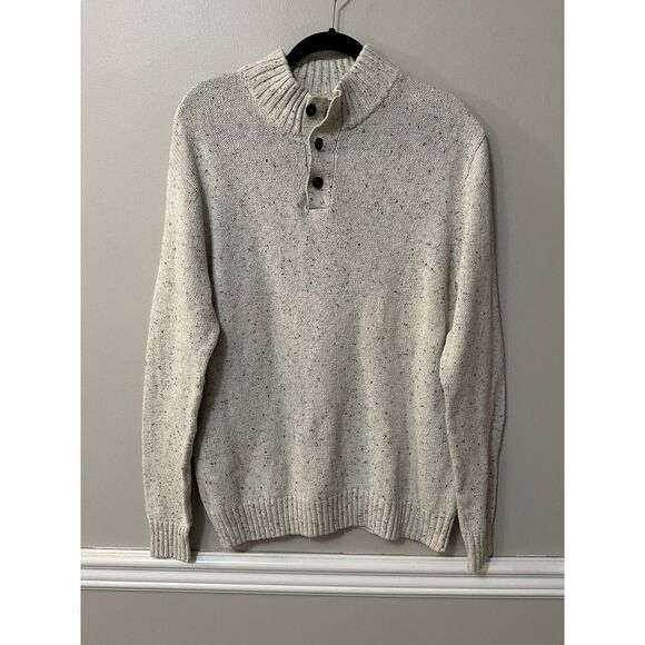 Chaps Other - Chaps 3 Button Pullover Sweater Elbow‎ Patches Men's Medium Oatmeal